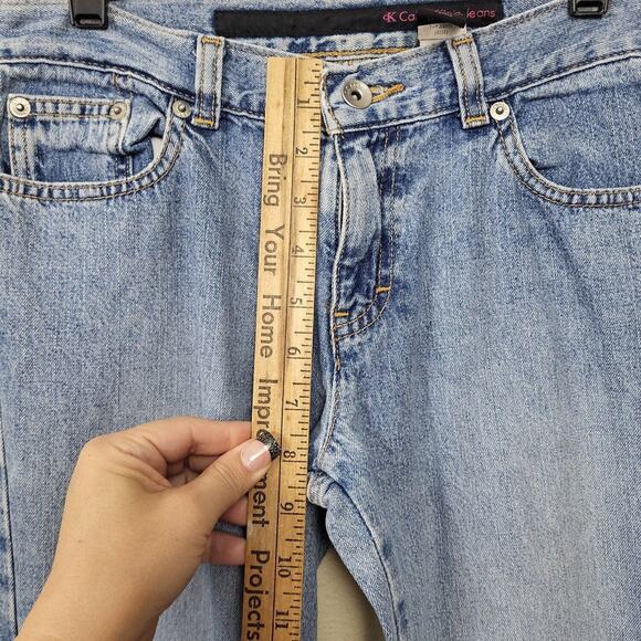 Calvin Klein Womens Blue Sandblast Light Wash Raw Hem Denim Flare Jeans Size 3 - Picture 7 of 10